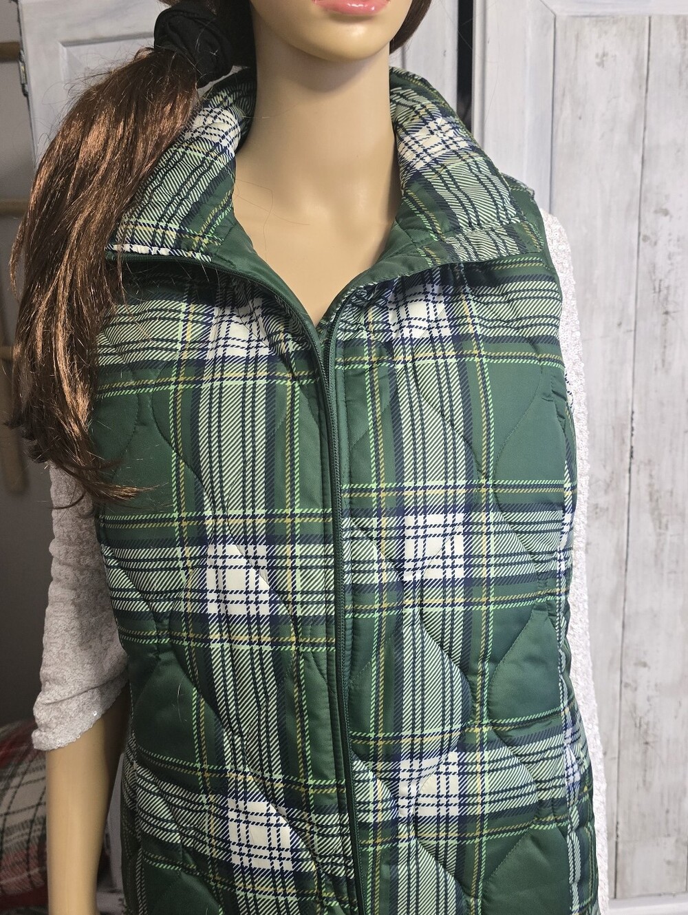 Lands End Women's Print Featger Dree Quilted Vest